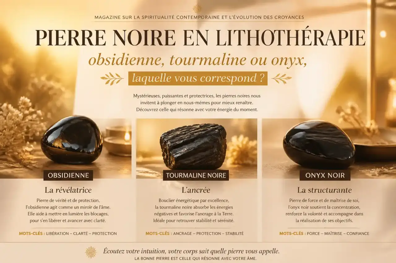 Pierre noire en lithothérapie : obsidienne, tourmaline ou onyx, laquelle vous correspond ?