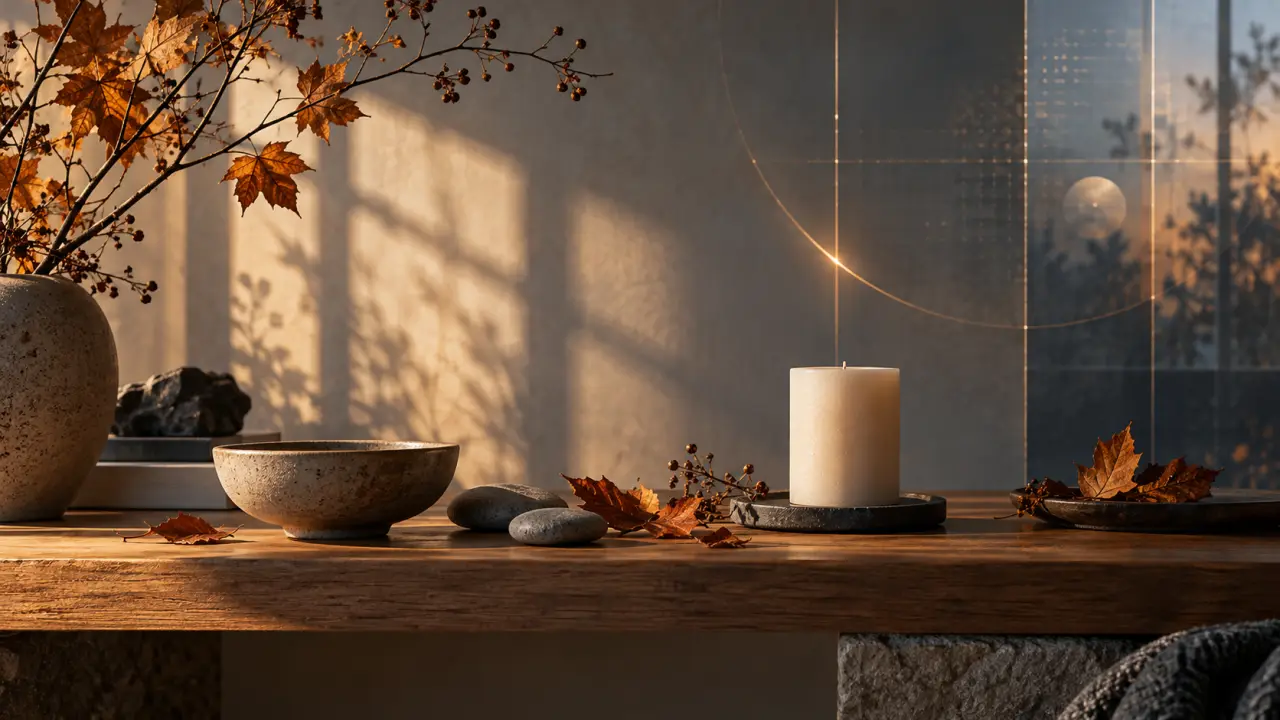 Autel domestique minimaliste éclairé par une lumière d’automne
