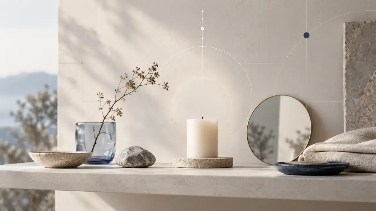 Composition minimaliste d'un autel domestique sobre et contemporain